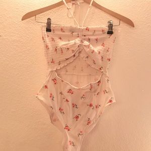 Smocked tube top or halter, cut out body suit